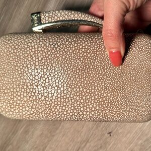 Vince Camuto Horn Clutch Purse Beautiful Gold Hardware Unique Evening Bag clutch